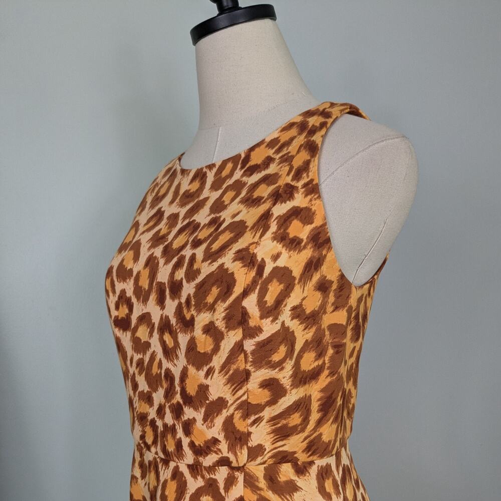 Kate Spade Leopard Mini Dress S Tan Brown Panthera Ponte Sleeveless Animal Print